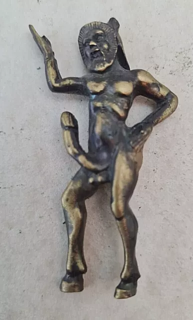 Ancient Bronze Erotic Amulet Pendant Figure Antique Roman Style Handmade satir