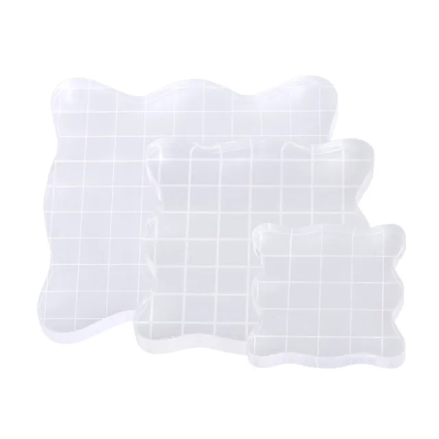 3 Pcs Stamp Blocks for Card Making Clear Stamping Craft Rubber Grid
