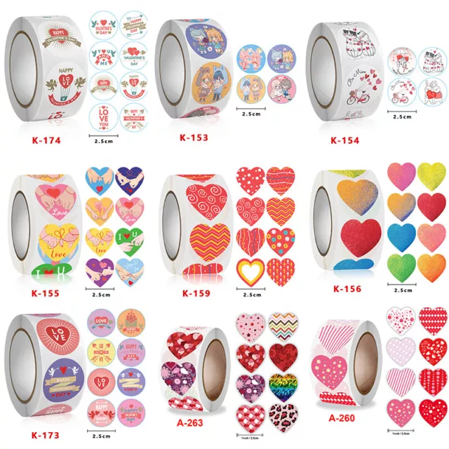 500pcs Valentine Heart Shaped Label Sticker Scrapbooking Gifts Packaging Seal ❀
