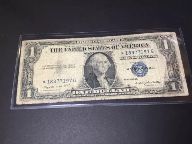 1935 G-US One Dollar Silver Certificate Misaligned*Star* Note-197 G