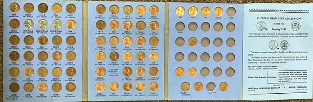 Complete Lincoln Wheat Penny Cent Collection Whitman Album 1941 - 1974 P D S Set