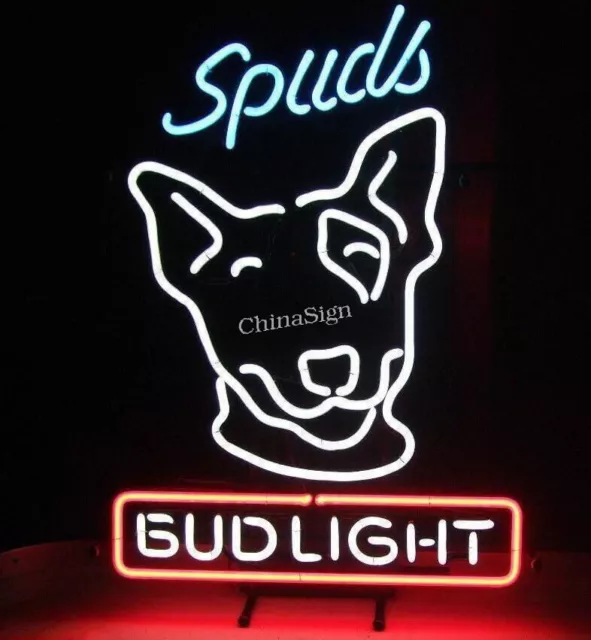 New Spuds Mackenzie Bud Light Budweiser Real Glass Neon Sign Beer Bar Home Decor