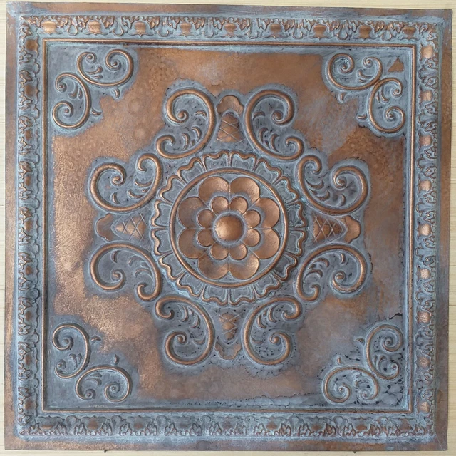 Glue up Ceiling tiles faux tin weather copper decor wall panels PL08 10pcs/lot