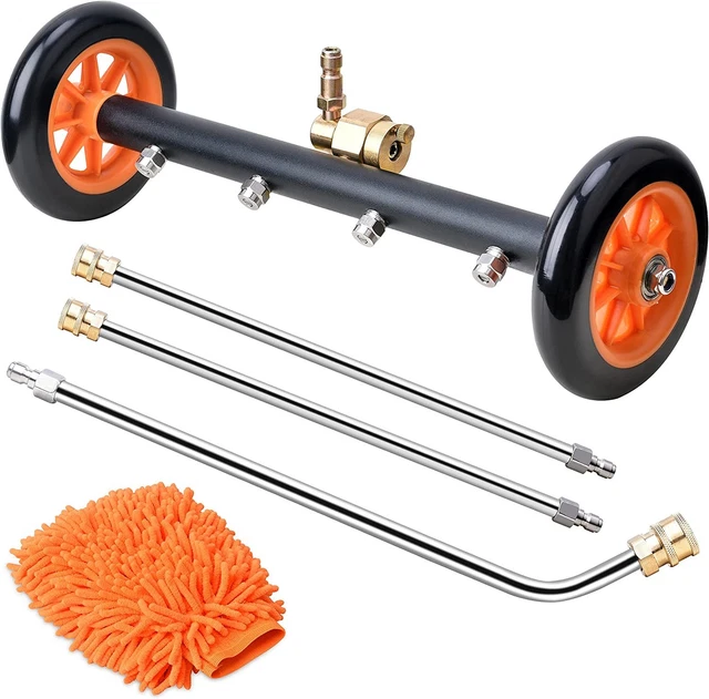 WARMQ 2-in-1 Pressure Washer Undercarriage Cleaner Water Broom, 16" orange