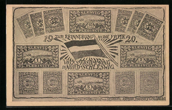 AK Freie Volksabstimmung in Nord-Schleswig 1920, Briefmarken