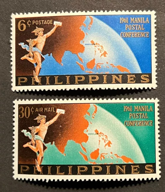 Travelstamps: 1961 Philippines Stamps Sc #831 & C87 Manila Postal Conference MNH