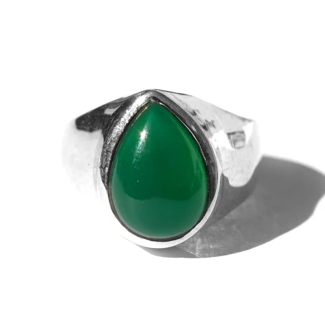 Vert Onyx Bague Poire Cabochon Bague Argent Bague En 925 Argent Sterling