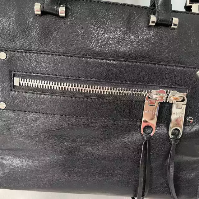 Milly Riley Black Leather Fringe Tote Bag 3