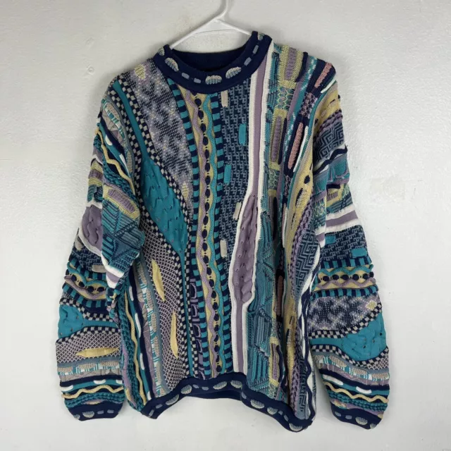 Vintage 90s Tundra Made In Canada 3D Knit Coogi Notorious BIG Sweater Sz Large