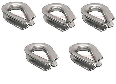 5 Pc 1/2'' Stainless Steel 316 Marine Wire Rope Chain THIMBLE Rig Anchor Boat