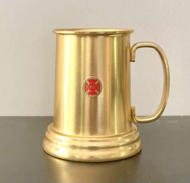 New Fire Department Firefighter Brass Beer Mug Stein Tankard Insignia Engravable