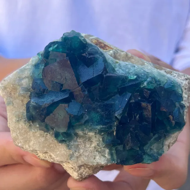 375g NATURAL Green Cube FLUORITE Quartz Crystal Cluster Mineral Specimen