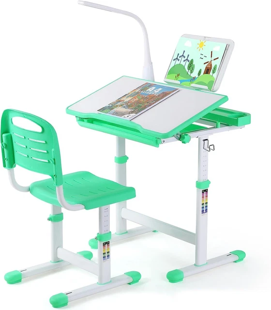 Scrivania bambini scrivania con sedia cassetto e supporto lettura bambini verde