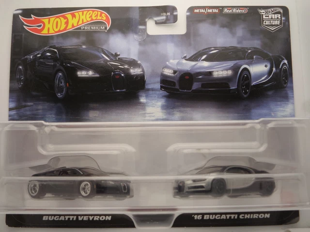 HOT WHEELS PREMIUM 2024 Bugatti Veyron '16 Bugatti Chiron HKF52