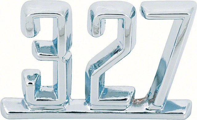 1965-67 Impala Bel Air Chevy II Nova Camaro; 327 Front Fender Emblem; Each; GM