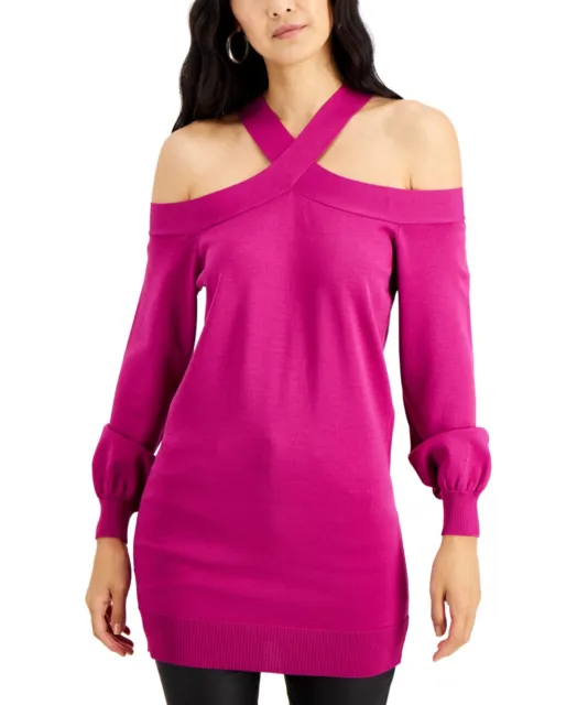 MSRP $90 Inc International Concepts Cold Shoulder Tunic Sweater Pink Size XS