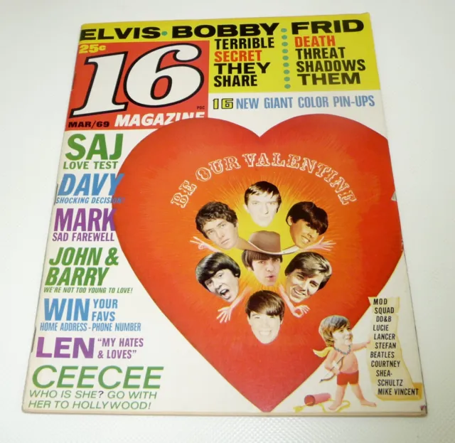 16 MAGAZINE 10 March 1969 USA 60s TEEN POP Mag 16 GIANT COLOR PIN-UPS + Beatles