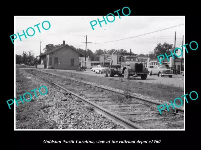 OLD LARGE HISTORIC PHOTO OF GOLDSTON NORTH CAROLINA THE RAILROAD DEPOT c1960