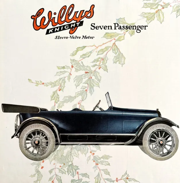 Willys Knight 1916 7 Passenger Roadster Advertisement Automobilia Litho HM1C