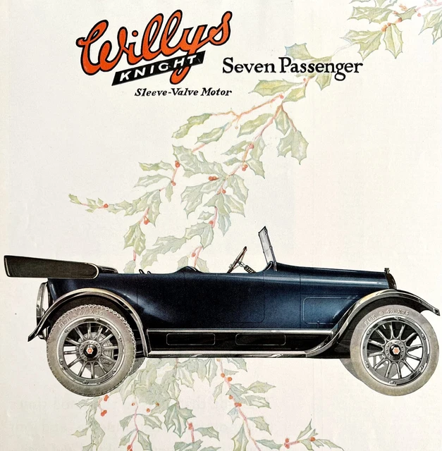 Willys Knight 1916 7 Passenger Roadster Advertisement Automobilia Litho HM1C