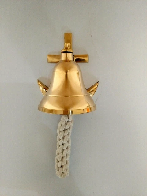 Brass Ship Bell Wall Mount Anchor Ship Nautical Maritime Home Decor Door Bell