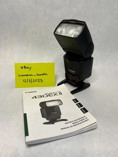 Canon Speedlite 430EX II camera flash unit with case, manual and stand