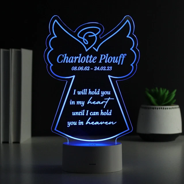 Luce LED Angelo Memoriale Verso Cambia Colore Personalizzata 6