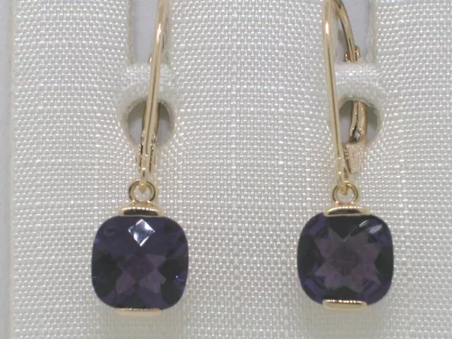 Paar Amethyst Ohrhänger 585 Gelbgold 14Kt Gold 2 natürliche Amethyste