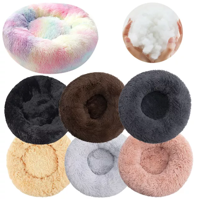 Plüsch Hundebett Katzenbett Hundekissen Hundekorb Schlafplatz Rund Donut S-XL