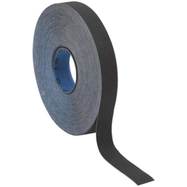 Rollo Emery de sarga azul - 25 mm x 25 m - flexible y resistente al desgarro - 60 arena