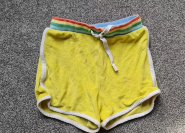 Little Bird Towelling Yellow Shorts With Rainbow Waist Band Age 4-5