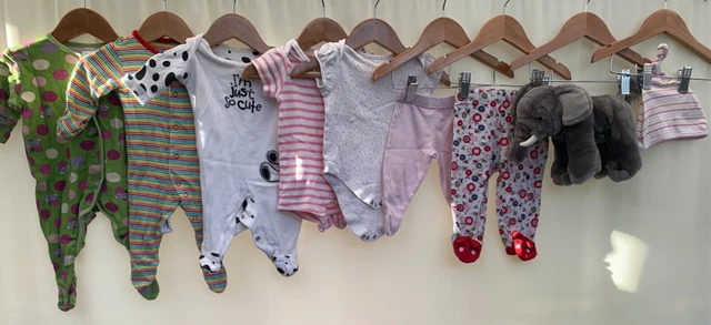 Bundle of baby girl clothes & Elephant toy age 0-3 months next Tu M&S