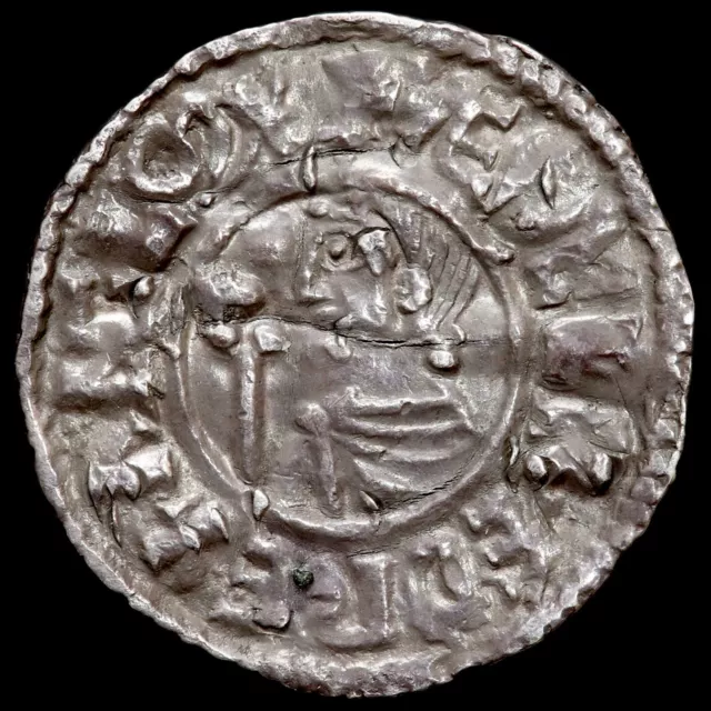 Aethelred II, 978-1016. Penny. CRUX Type. London Mint. Moneyer Deorsige.