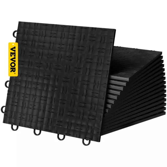 VEVOR 12x12" 25 Pack Black Garage Flooring Tiles Interlocking GarageTrac