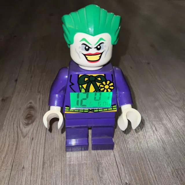 Lego Batman THE JOKER DC Super Heroe 9.5" Alarm Clock Green Light Back To School