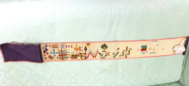 VICTORIAN NEEDLEWORK CANVAS SILK BERLIN WOOLWORK SAMPLER PRACTICE ROLL 107cm