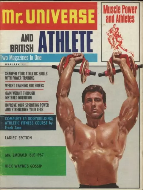 UK Rare Mr Universe & British Athlete Bodybuilding Magazine Feb 1968 Frank Zane