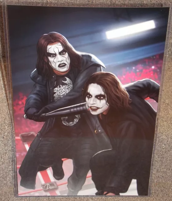 Sting vs The Crow Wrestling Glossy Art Print 11 x 17 In Hard Plastic Sleeve