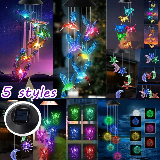 LED Solar Wind Chimes Crystal Ball Wind Chimes Color Changing Light Waterproof 2