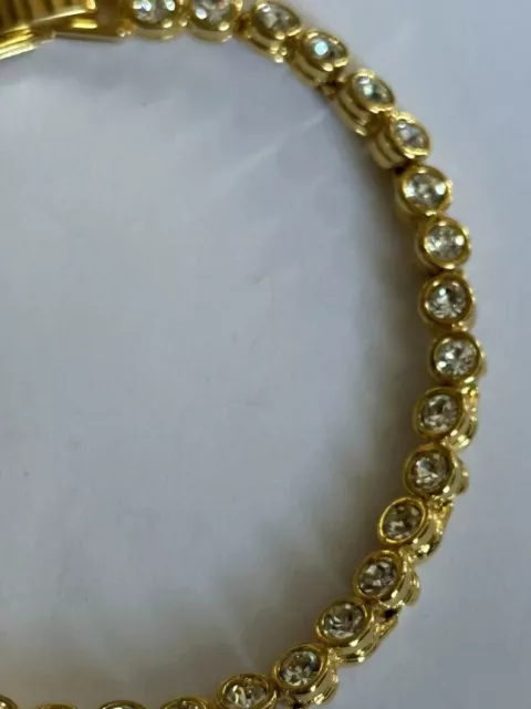 Estate 18K Yellow Gold Over Clear Round Cut Diamond 7.25" Tennis Bracelet Women 3