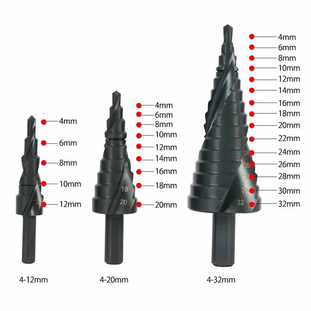 1pc Hss-Step Jeu de Forets Grand Cone Titane Embout M��tal Trou Coupeur