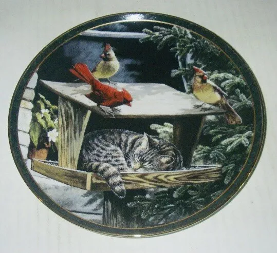 TABBY CAT Collector Plate PERSIS WEIRS Nosy Neighbors CAT NAP Cardinal