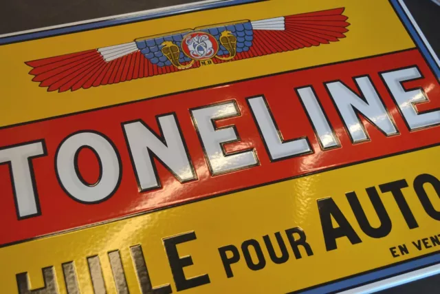 Grande plaque émaillée TONELINE huile pour autos ++ 69*49*1 cm ++ enamel sign 2