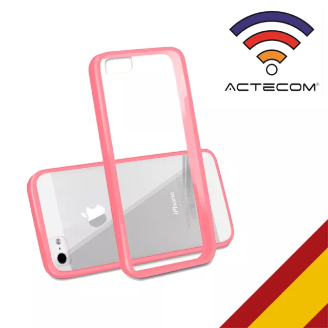 Protector Funda Bumper Para Iphone Se 5 5S Rosa Trasera Transparente Carcasa