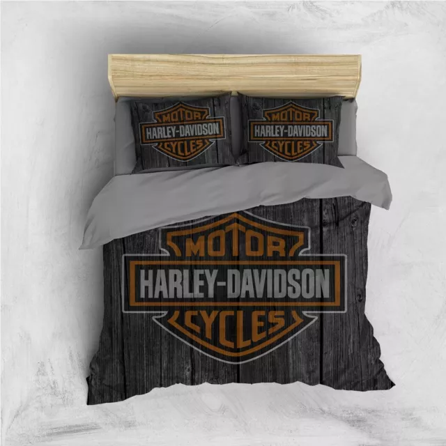 Duvet Doona Quilt Cover Set Single Double Queen King Size Harley Davidson Wood