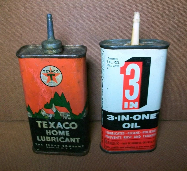 Vintage Original TEXACO and 3-IN-ONE Home Lubricant OIL CANs