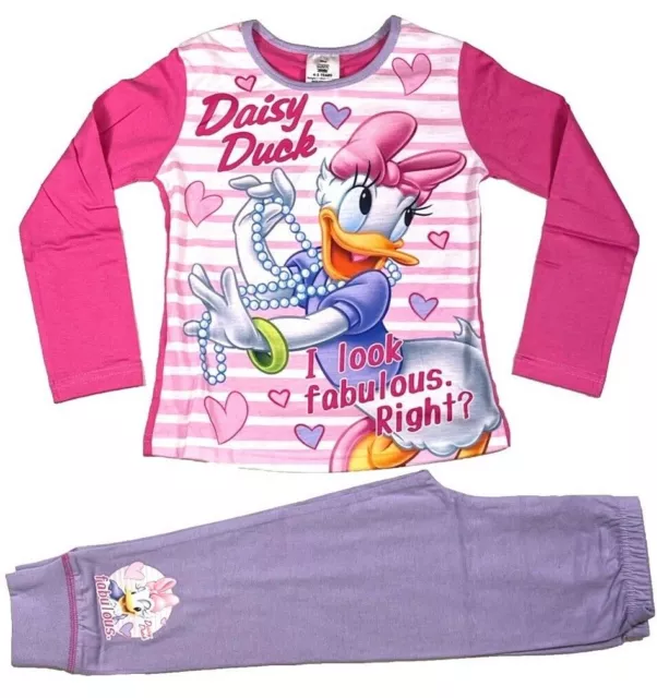 Official Disney Daisy Duck Pyjamas Pajamas Pjs Girls Children's Kids 5 6 8 10