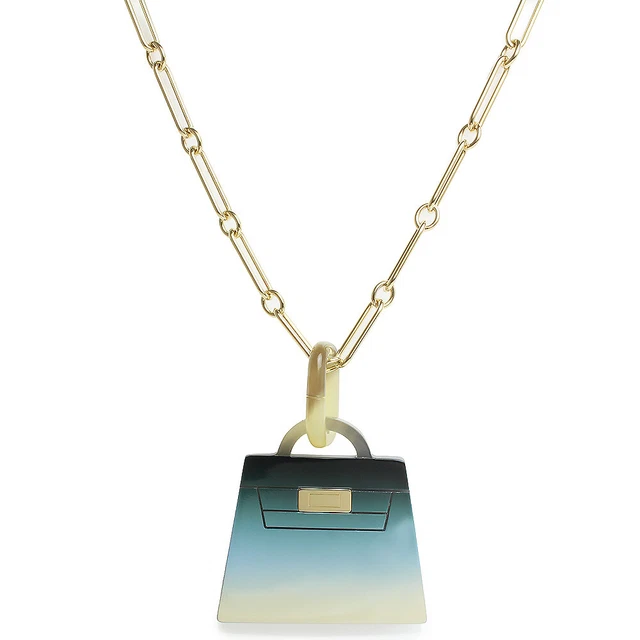 Showpiece Hermes Amulet Fusion Kelly Gm Necklace Pendant Buffalo Horn Lacquer By