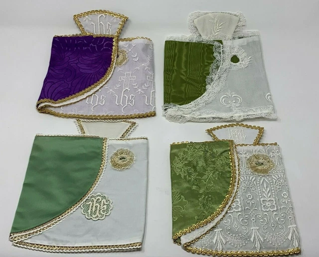 Vintage Bambino Di Praga 9 " Abito Con Pizzo Brocade Misto Colori 4 Pz