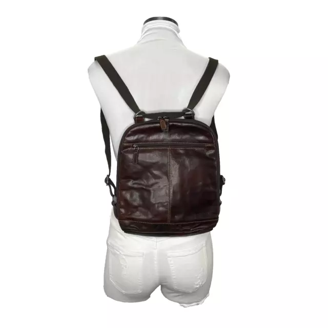 JACK GEORGES Voyager Unisex Genuine Brown Leather Small Backpack